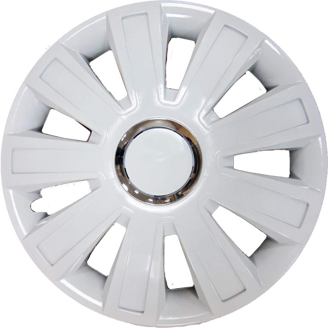 Simply SWT131 Inferno Car Wheel Trims, 14 Inches, Set of 4, Universal Fit Hub Caps, Quick & Easy Installation, High Impact Plastic - White