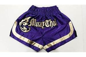 Woldorf USA MMA Boxing Muay Thai Shorts in Satin Royal Purple Gold cutt letters