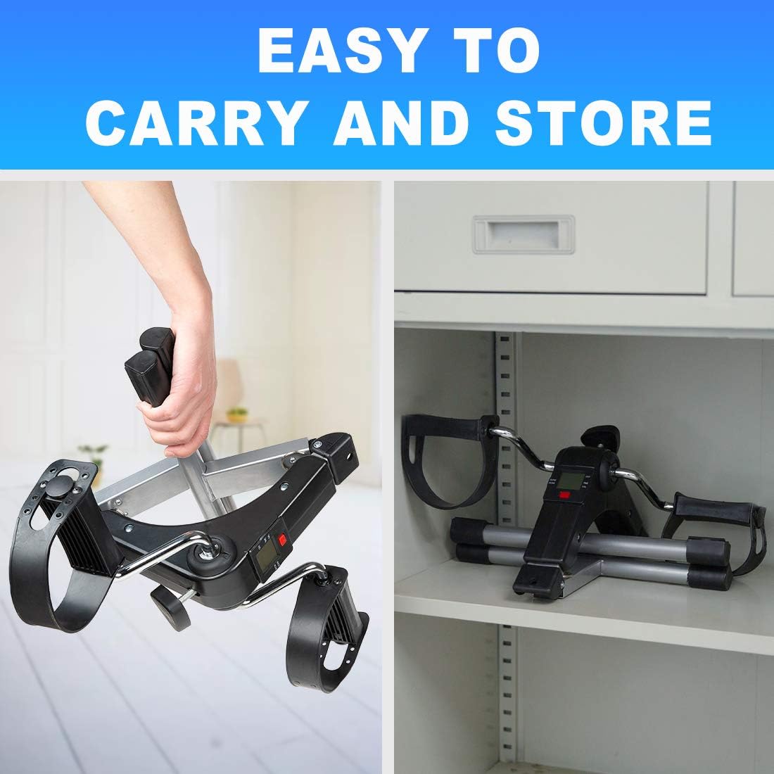 TABEKE Pedal Exerciser, Sitting Pedal Exerciser for Arm/Leg Workout, Portable Bike Pedal Exerciser with LCD Display: Health & Personal Care