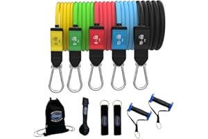 Bodylastics Resistance Band Set - Resistance Bands with Handles, Ankle Straps, Door Anchor, Carry Bag - Heavy-Duty Stretch Exercise Bands -Patented Clips and Snap Reduction Tech -Fitness Workout Band
