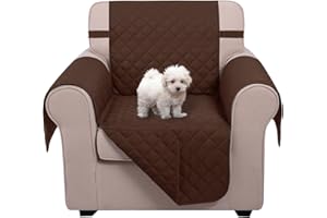 U-NICE HOME Recliner Chair Covers Reversible Chair Cover Pet Covers for Dogs with Elastic Straps Water Resistant Diamond Quilted (23''Recliner Small, Brown/Brown)
