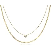 Tewiky Dainty 14k Gold Plated/Silver Cubic Zirconia Necklaces for Women, Simple CZ Jewelry Necklaces Trendy Gifts