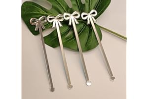 YUXUANISH 20pcs of Bow Drink Stirrers,Acrylic Drink Stirrer,Bow Drink Stir Stick,Swizzle Sticks for Party&Festival Decoration (Silver)