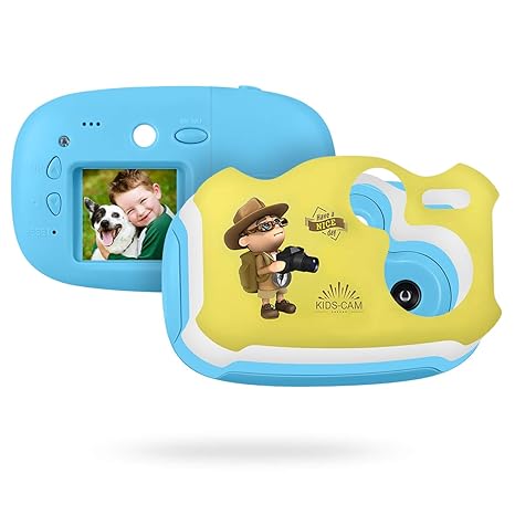 Miavogo DIY Kinderkamera mit Ersatzhülle + Aufkleber 1,44 Zoll HD Mini Digitale Kamera für Kinder (Blau)