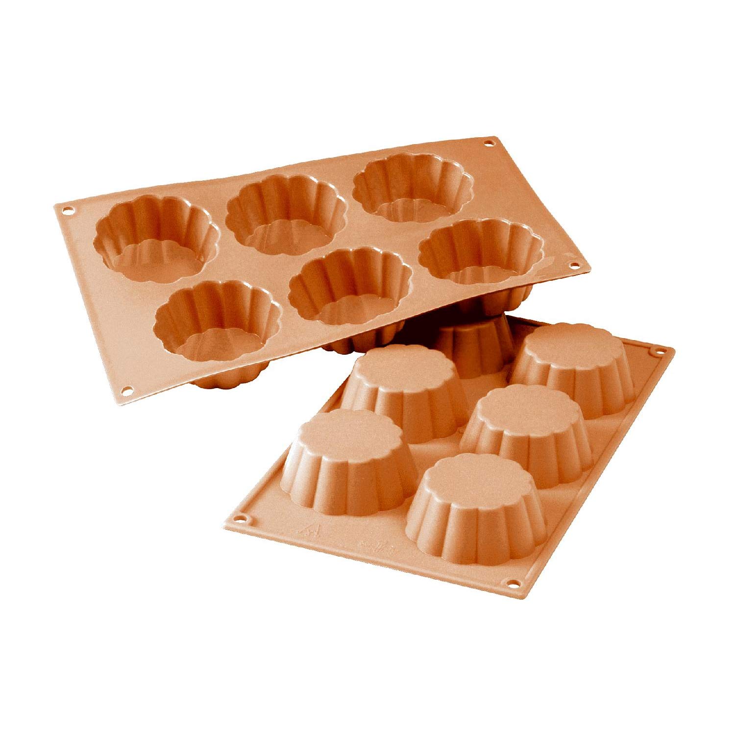 Silikomart | SF035 Silicone Mould for BRIOCHETTE Monoportions, non-stick, 6 Monoportions, Pack of 1 Cake Mould, Ø 79 h 30 mm, Made in Italy