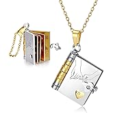sagrence To My Daughter Book Necklace Inspirational Message Pendant Jewelry from Dad Encouragement Gift Adjustable 40+5cm Chain
