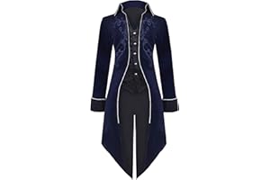SIAEAMRG Medieval Steampunk Tailcoat Halloween Costumes for Men, Renaissance Pirate Vampire Gothic Jackets Vintage Warlock Frock Coat