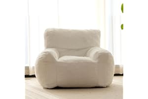 MORITON Giant Bean Bag Chair, Large Plush Sofa with Armrests, Memory Foam Filling, Comfy Lazy Sofa with Pocket for Bedroom, L