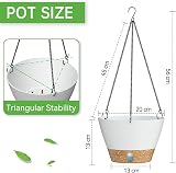 ZMTECH 20cm Hanging Plant Pots Set of 2 with Drainage & Water Level, White view 2