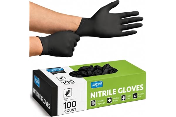 Inspire Black Nitrile Disposable Gloves