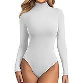 ATHMILE Women's Mock Turtle Neck Long Sleeve Tops Bodysuit Jumpsuit