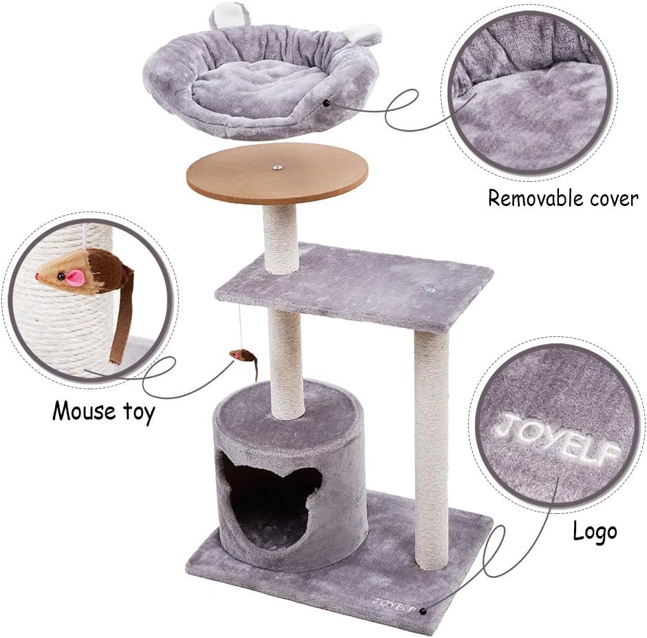 JOYELF Cat Activity Tree Condo, Kittens Tower with Scratching Posts, Cat Pet Play House with Soft Nest 36 Inch : Pet Supplies