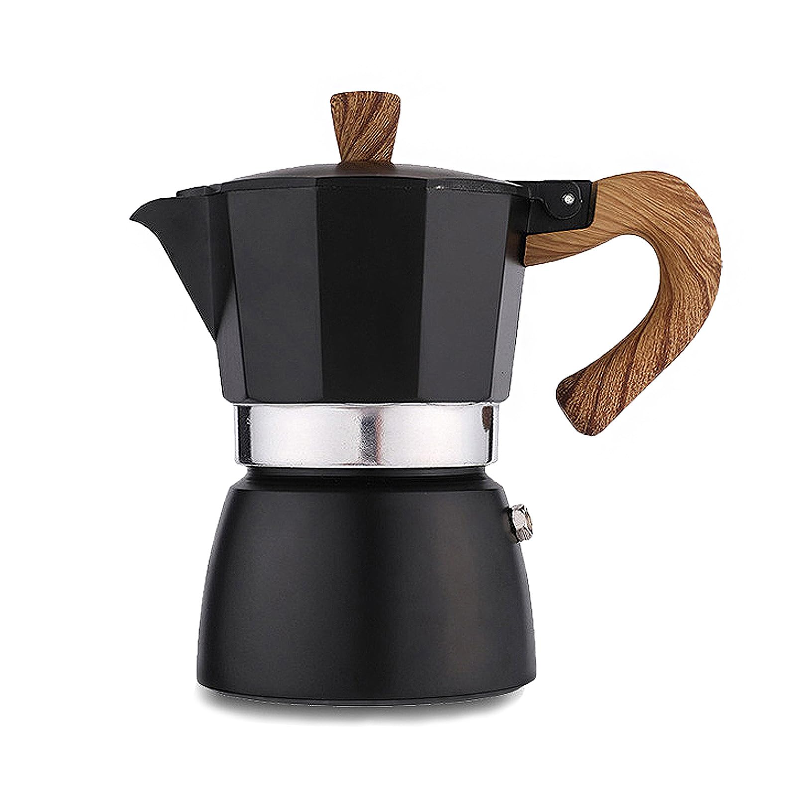 Retoteng Stovetop Coffee Maker, Espresso Maker 3 Cup Aluminum Moka Pot, Small 5oz Coffee Maker, Manual Cuban Coffee Percolator Machine Italian Espresso Coffee Pot for Cappuccino Lattes (Black)