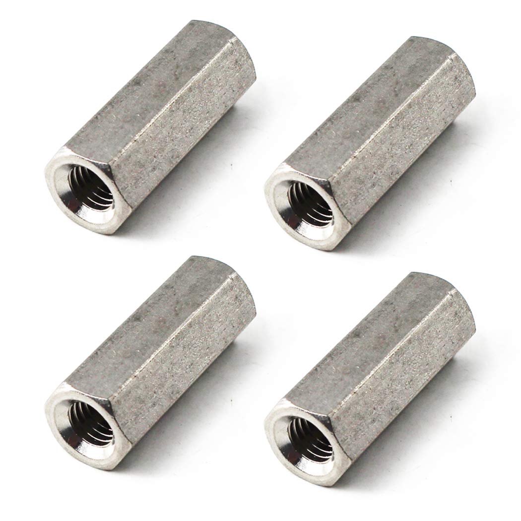 M10x17x45 Long Hex Coupling Nut 304 Stainless Steel Round Rod Coupling Nut (Pack of 4)