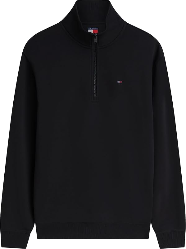 Sudadera con Cremallera Hombre Fleece con Cuello Medio, Negro (Black), L