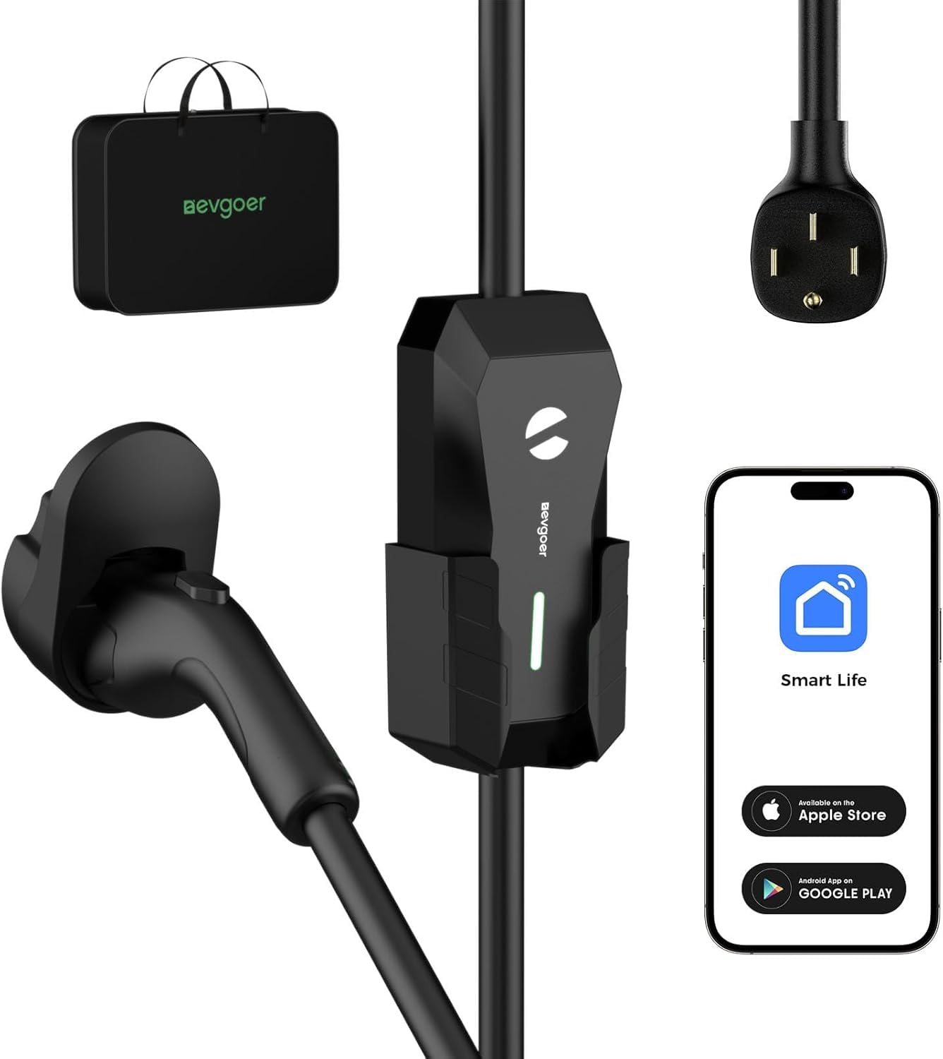 Photo 1 of EG evgoer 32A Level 2 EV Charger with Smart APP Control & 25FT Cable - NEMA 14-50P Plug, Portable Electric Vehicle Charging Station with Cable Holder (EVSE Included)