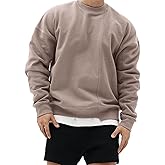 Surenow Mens Patchwork Crewneck Sweatshirt Long-Sleeve Lightweight Terry Sweatshirt Casual Workout Pullover Shirt Tops