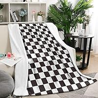 UYIQWCDFPK Black and White Checkerboard Squares Flannel Fleece Blanket Ultra Soft Warm Throw Blanket Bed Couch Chair All Season Use 59"x79"