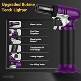 Sondiko Kitchen Blow Torch S907 with Fuel Gauge Adjustable Flame Purple Black view 4