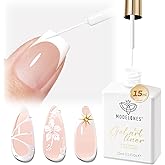 modelones White French Tip Liner Gel Polish 15ml with Precision Brush | High-Pigment Color Nail Art Gel Paint Crisp Swirl Fine Line Design Beginner Friendly Long Lasting Soak Off U V Cure Manicure