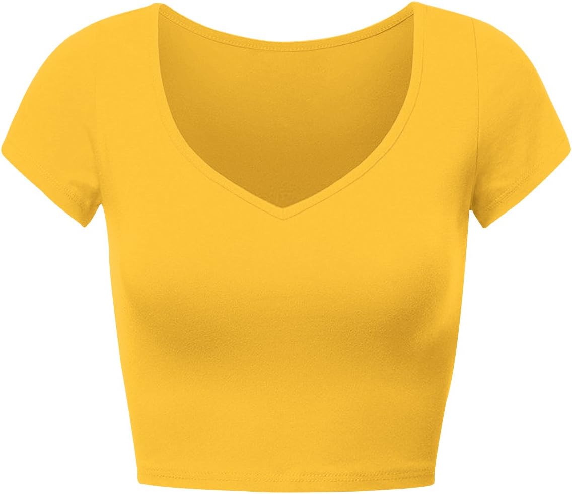 Women's Basic Short Sleeve Crop Top Cotton Crop Tee Shirts