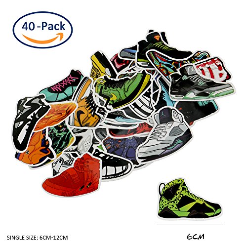 Sneaker Vinyl Stickers, Tearcam AJ Shoes Sneaker Stylish Stickers for Laptop Car Helmet Luggage Skateboard Computer Keyboard Fridge Personalize Decals (40 Pcs)