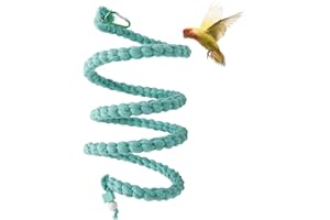 Dnoifne 59 Inch Spiral Rope Perch, Bird Cage Stand Pole Accessory, Climbing Toy for Parrot, Parakeet, Budgie, Lovebird, Cockatiel (59"/1.5 M)