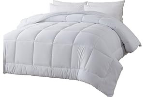 BedTreat Down Alternative Comforter Twin Duvet Insert with Corner Tabs, All Season Quilted Bed Comforter Box-Stitched Lightweight Quilt Twin Comforter White，Machine Washable Microfiber Bedding