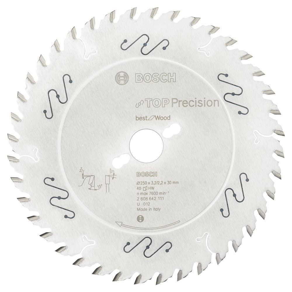 Bosch 2608642111 BSWOS 40 Tooth Top Precision Circular Saw Blade, 0 V, Silver