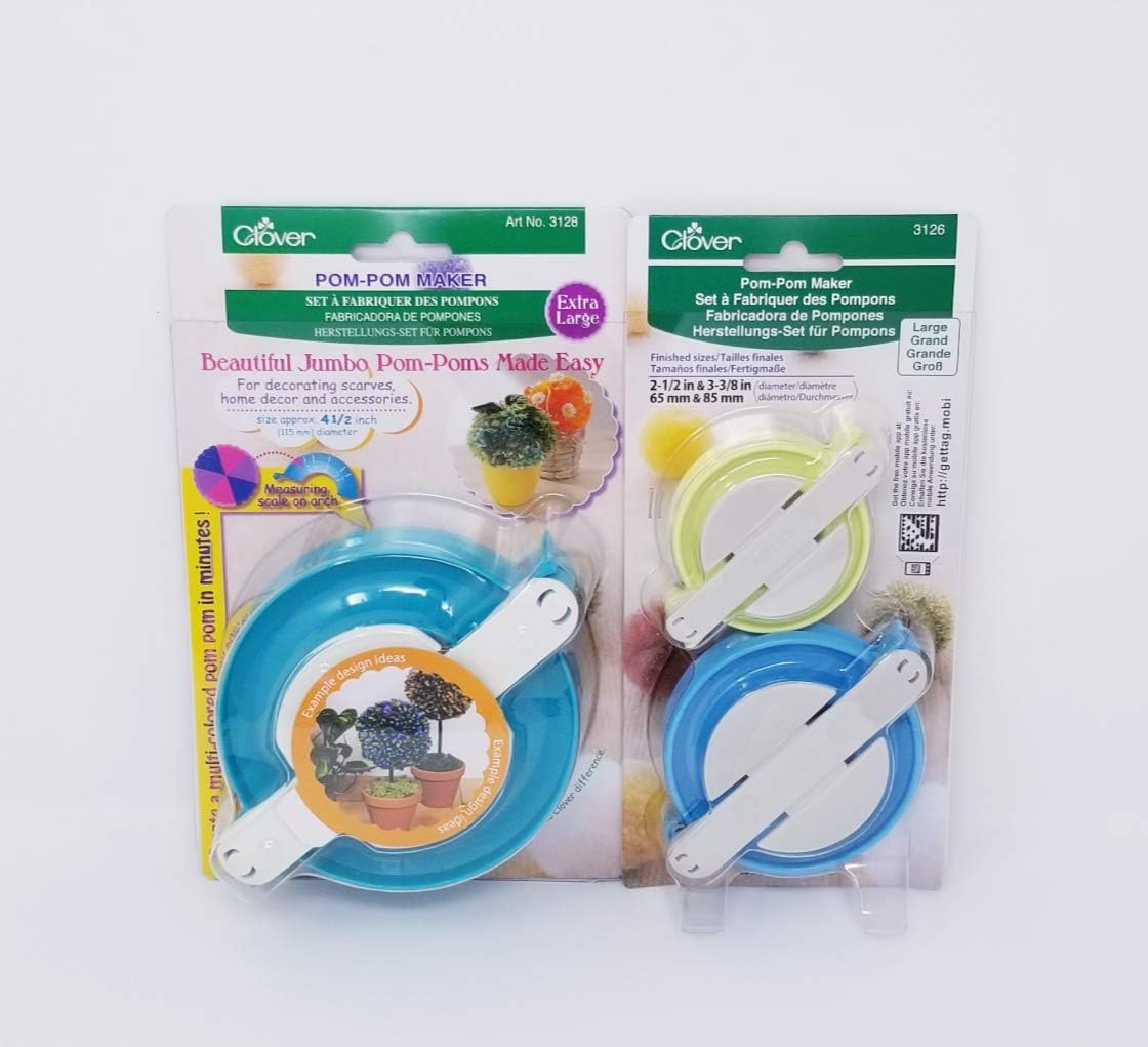 Clover Pom Pom Maker Set ~Includes 3 Different Sizes! (Large and Extra Large Sizes)