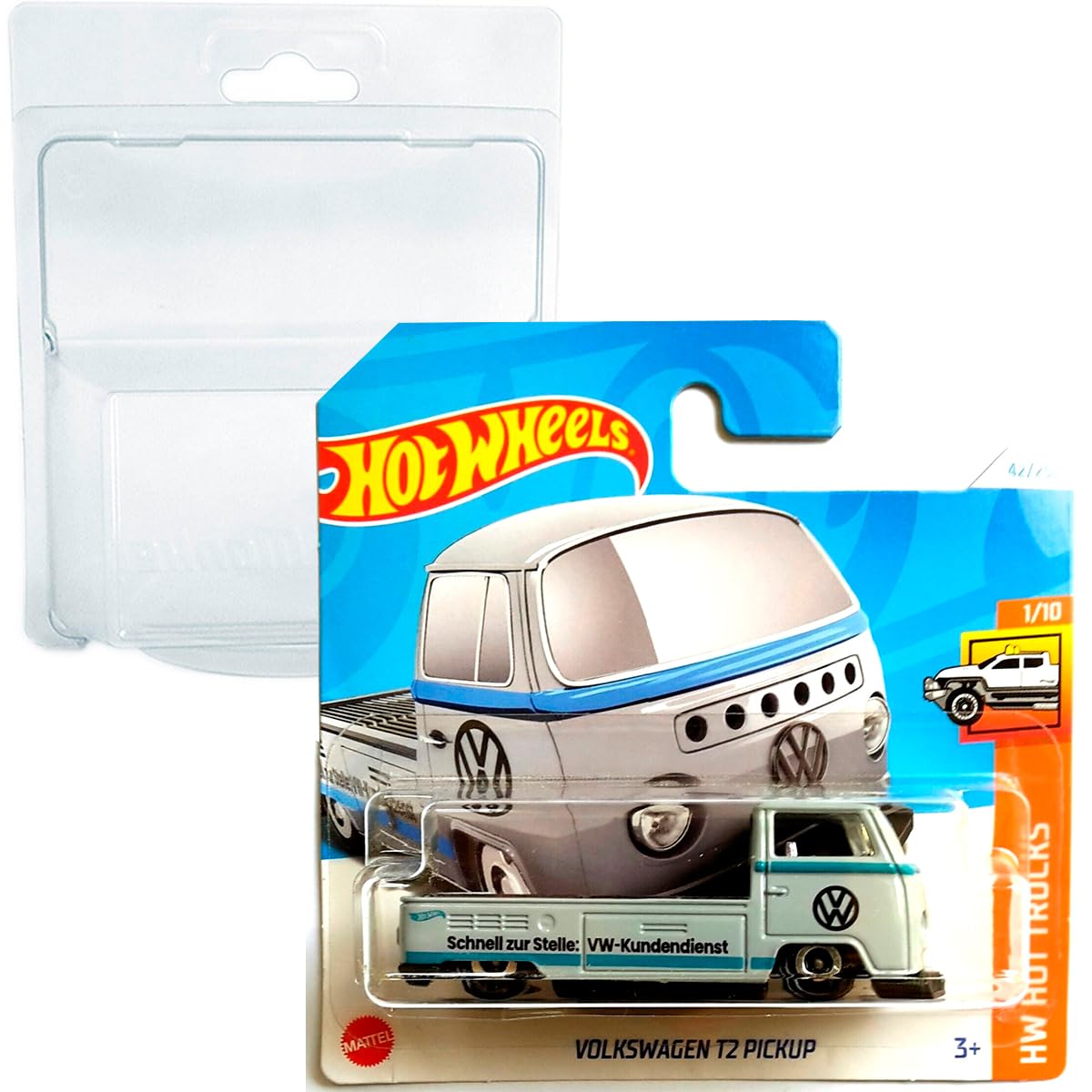 Hot Wheels Volkswagen T2 Pickup HW Hot Trucks 1/10 (42/250) Grey HTD04 2024 + Protector Short Card Frikimonkey