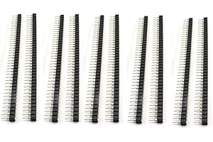 bnafes 10Pcs 2.54mm 40Pin Round Female Socket Pin Header Strip 1x40P Single Row Straight Female/Male Socket/Pin Header Strip Connector Black