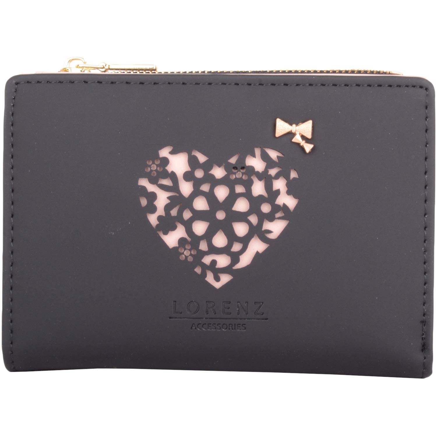 Womens Medium Smooth Faux Leather RFID Protected Money/Credit Card Purse - Black