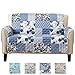 Great Bay Home Patchwork Scalloped Printed Furniture Protector Stain Resistant Loveseat Cover (Loveseat, Navy)