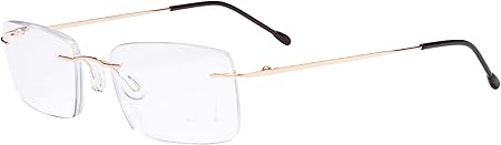 Amazon Co Jp メンズ用 パソコンメガネ リムレス 丸型 軽量 ｐｃメガネ メガネ拭きとケース付きゴルードフレーム 度なし ドラッグストア