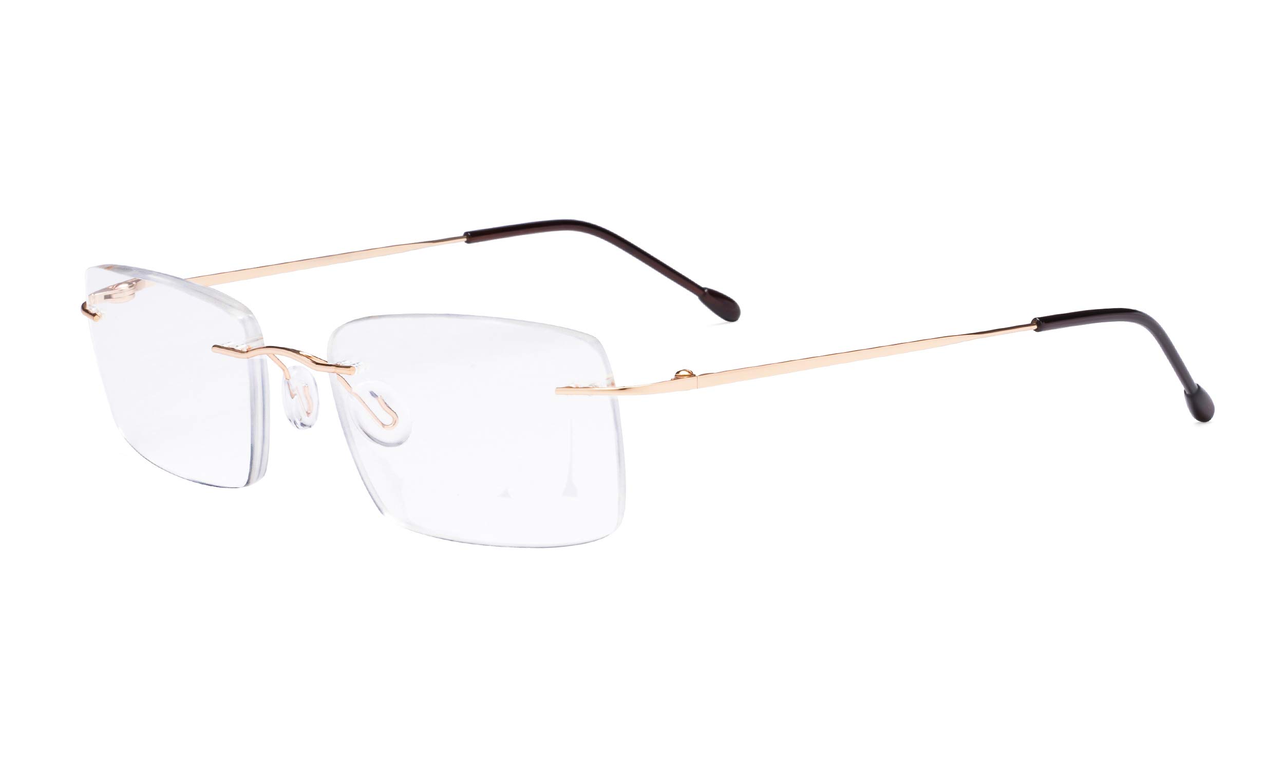 Eyekepper Frameless Reading Glasses for Men Reading - Rectangle Rimless Reader Eyeglasses Gold +1.50