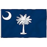 Anley Fly Breeze 3x5 Foot South Carolina State Polyester Flag - Vivid Color and Fade proof - Canvas Header and Double Stitched - South Carolina SC Flags with Brass Grommets 3 X 5 Ft