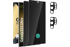 CWQZGUF 2+2 Pack Galaxy S23 Ultra Privacy Screen Protector - 2 Pack Privacy Film + 2 Pack Camera Lens Tempered Glass, High Clarity Bubble Free, Anti-Spy Protection for Samsung S23 Ultra 5G