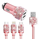 Bling Dual USB Car Charger with 3-in-1 Multi Fast