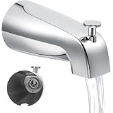 Thread on 5.25 Inch Bathroom Tub Spout with Diverter, Chrome | Metal, Screw on Installation, Fits 1/2" IPS Inside Thread