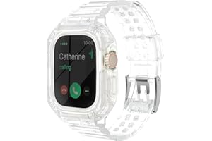 SXTDDSP Compatible for Clear Apple Watch Band with Bumper Case 49mm 45mm 44mm 42mm 41mm 40mm 38mm, Women Men Jelly Crystal Sport Cover Strap for iWatch Ultra Series 9 8 7 6 5 4 3 2 1 SE
