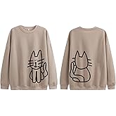 Lytiarul Cat Sweatshirts for Women Graphic Oversized Sweatshirt Funny Long Sleeve Shirt Cute Pullover Fleece Hoodie Tops