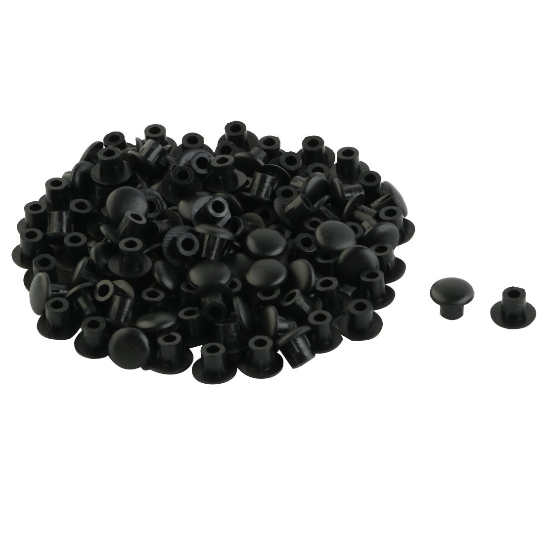 Sourcingmap Home Furniture Decor 5mm Black Plastic Screw Hole Cover Plugs 100pcs