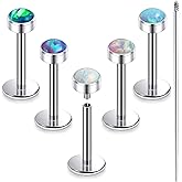 Xnsjeyy 20G 18G 16G Astm F136 Titanium Internal Thread Flat Back Earrings Nose Studs Tragus Helix Conch Cartilage Lobe Earrings Medusa Labret Snake Bite Monroe Lip Ring Piercing Jewelry For Women Men