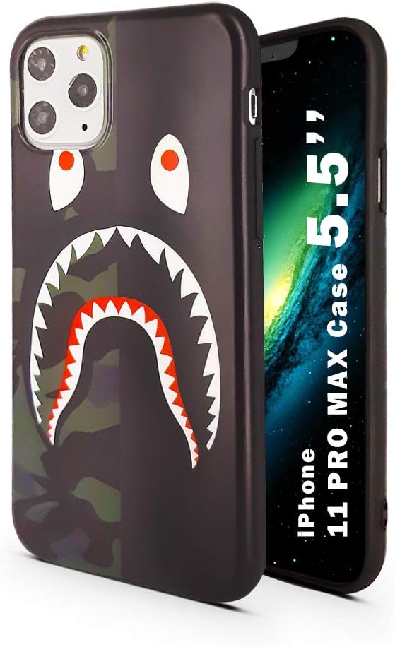 Almaata Shark Face Case for iPhone 11 Pro Max Durability Protective Cover/Bumper/Skin/Cushion (Compatible only with The 6.5” iPhone Pro Max - 2019) (Camo Half)