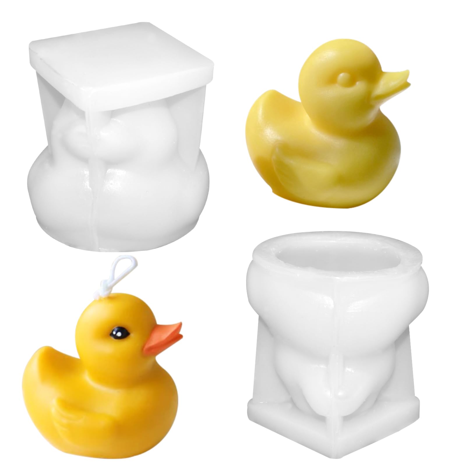 Photo 1 of 2 Pcs 3D Duck Silicone Candle Mold Cute Duck Chocolate Candy Fondant Mold Ice Cube Mould for Soap Candle Cupcake Dessert Decor