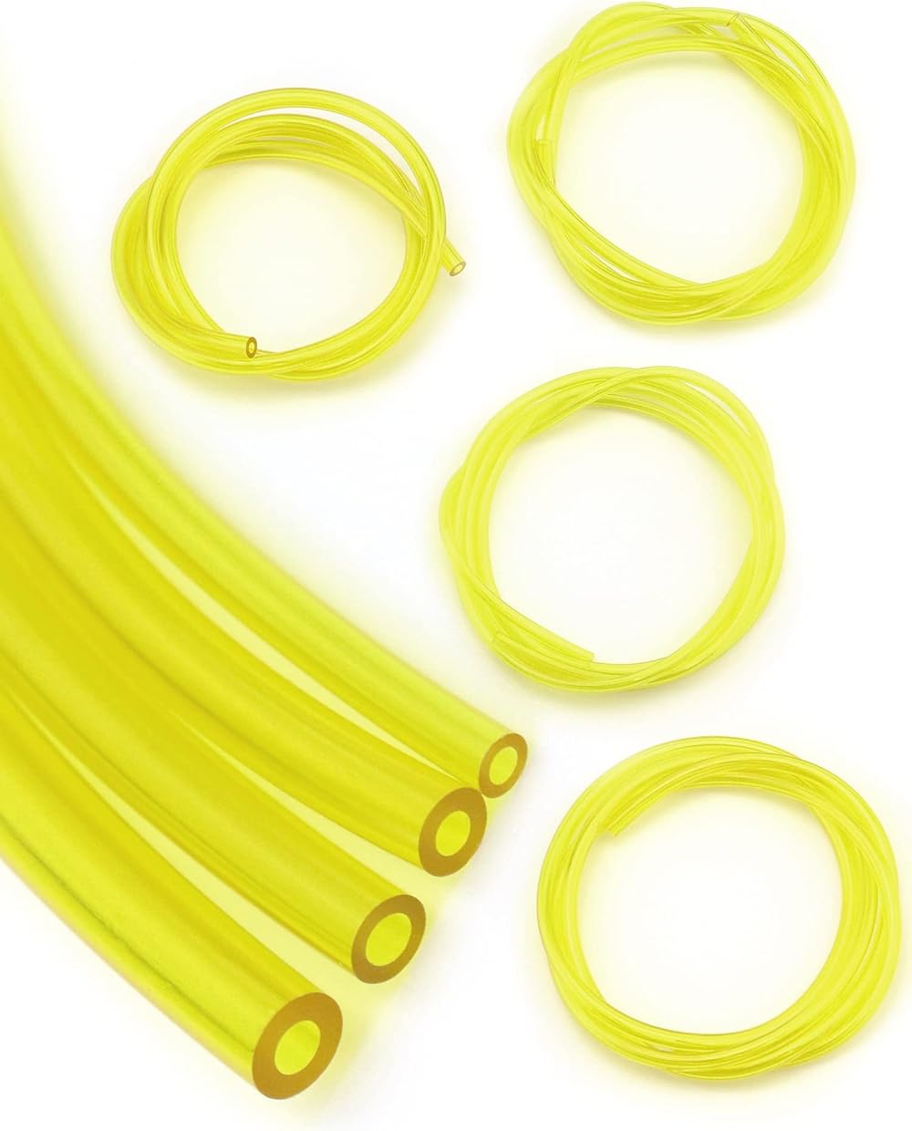QWORK 4 Pieces Universal Fuel Line 1m 2x3.5mm 2.5x5mm 3x5mm 3x6mm Gasoline Hose