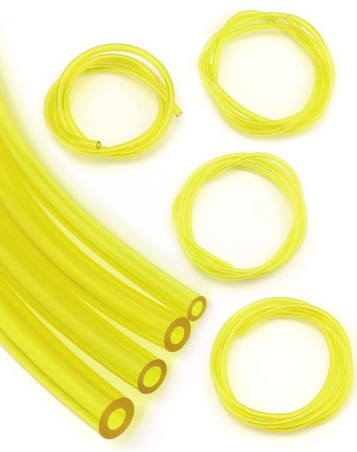 QWORK® 4 Pieces Universal Fuel Line, Petrol Fuel Line Hose Tube,2 x 3.5mm, 2.5 x 5mm, 3 x 5mm, 3 x 6mm for Chainsaws, Blowers, Pressure Washers,1m