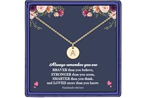 Hidepoo Easter Gifts for Girls - Disc Initial Necklaces for Girls Gifts, 14K Gold/Rose Gold Plated Double Sided Engraved Hammered Initial Necklace Personalized Initial Necklace for Girls Women Jewelry