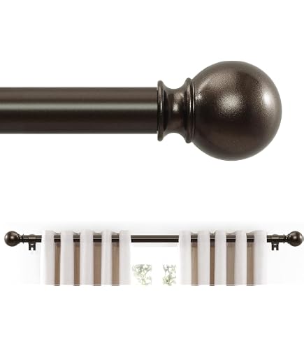 Maytex Smart Easy Install Café Curtain Rods (2 Pack) - Oil Rubbed Bronze, Adjusts 18-48 Inches, No Measuring Needed!